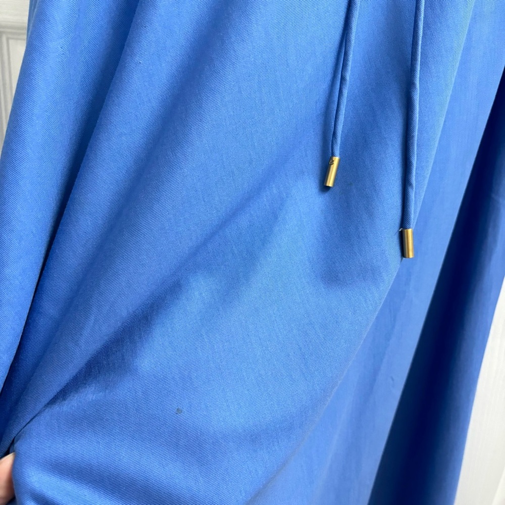 Diane von Furstenberg Silk Maxi Dress Size 6 Waist Tie Drape Neck Blue - Picture 5 of 8